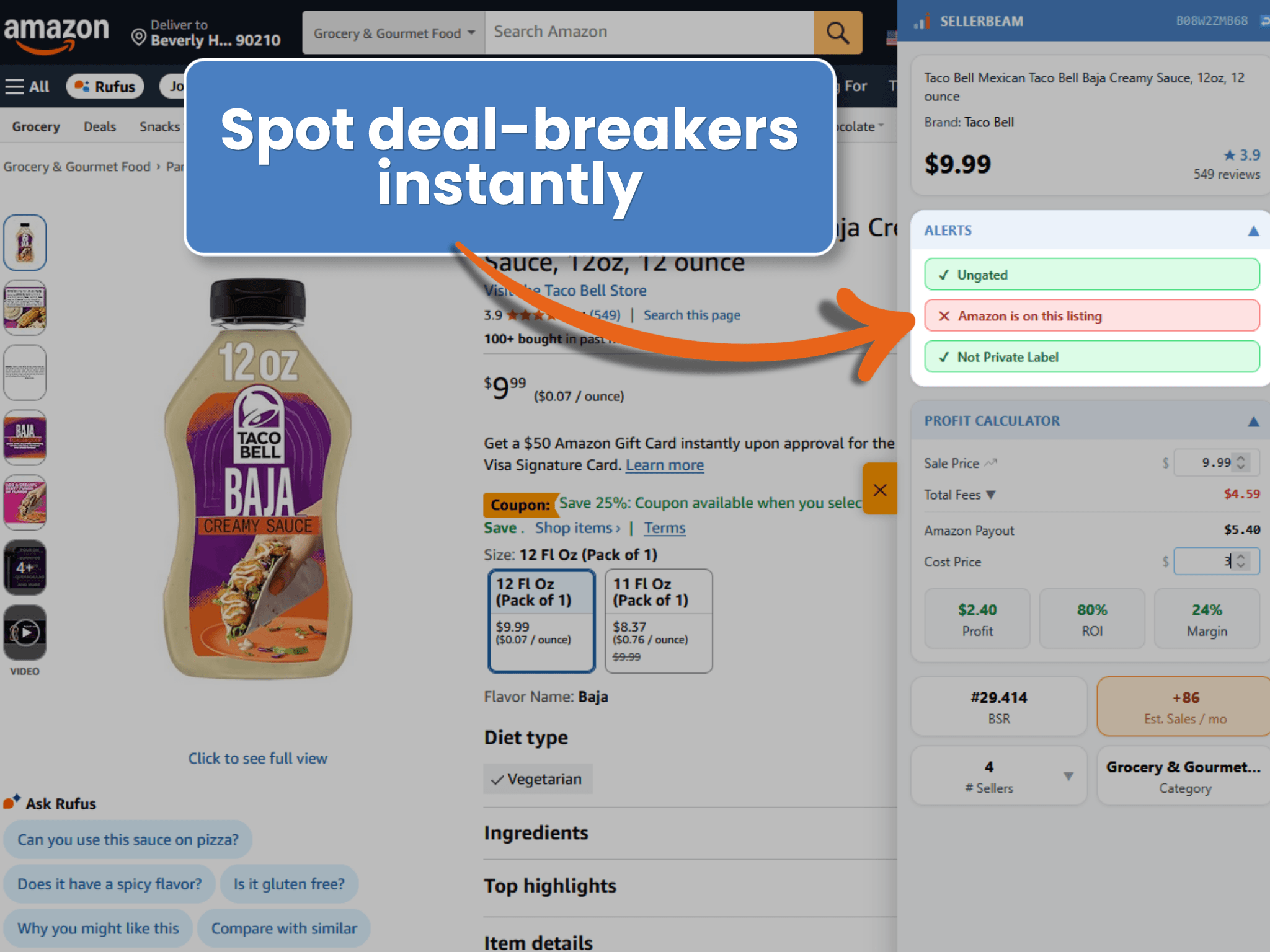 SellerBeam in action – screenshot 1